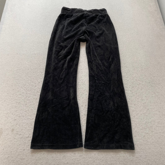 Juicy Couture Women's Black Velour Flared Track Pants Glitter Logo Size S (7/8)