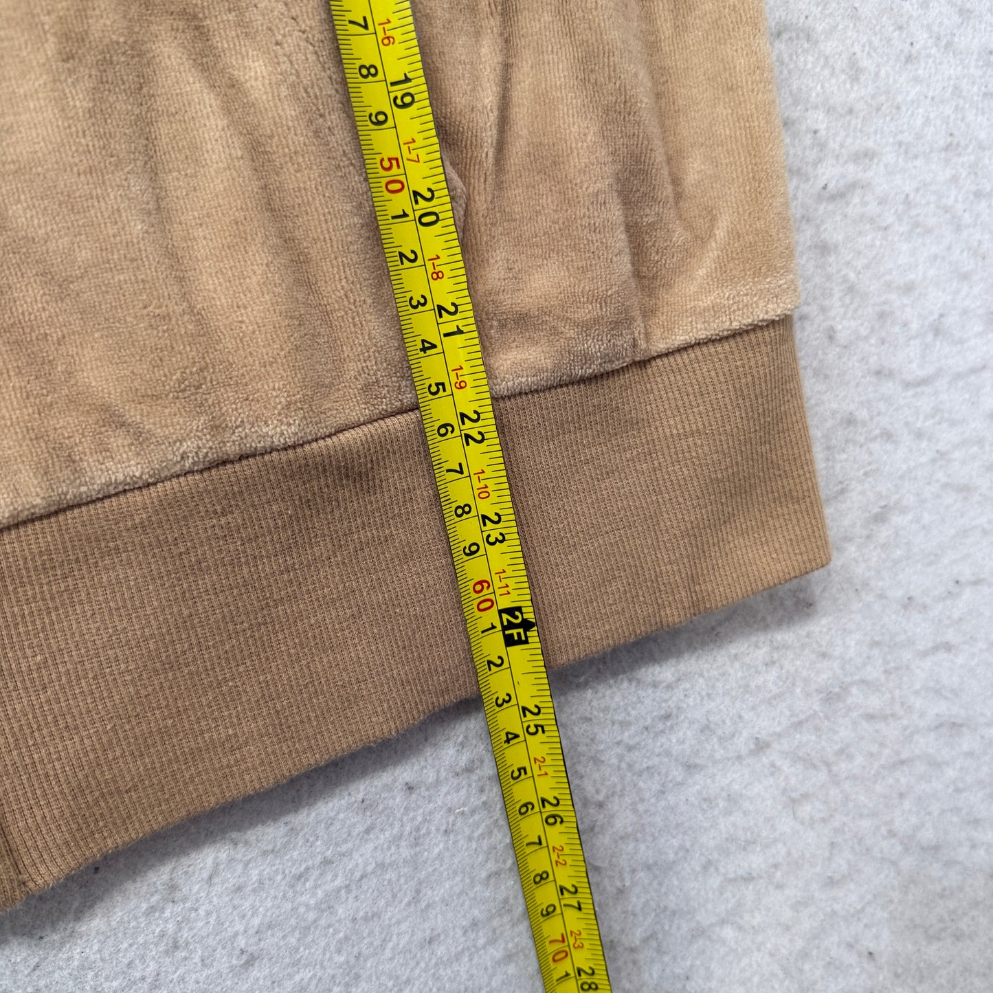 Vintage Juicy Couture Women's Beige Velour Tracksuit Set Hoodie & Pant Size L