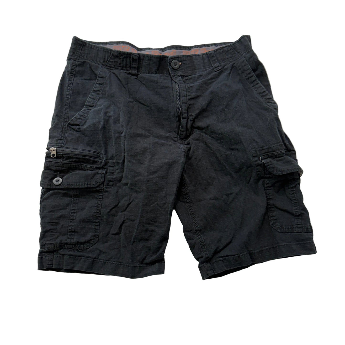 WearFirst Free-Band Men's Black Cargo Shorts Pockets Zip-Fly Stretch Size W35