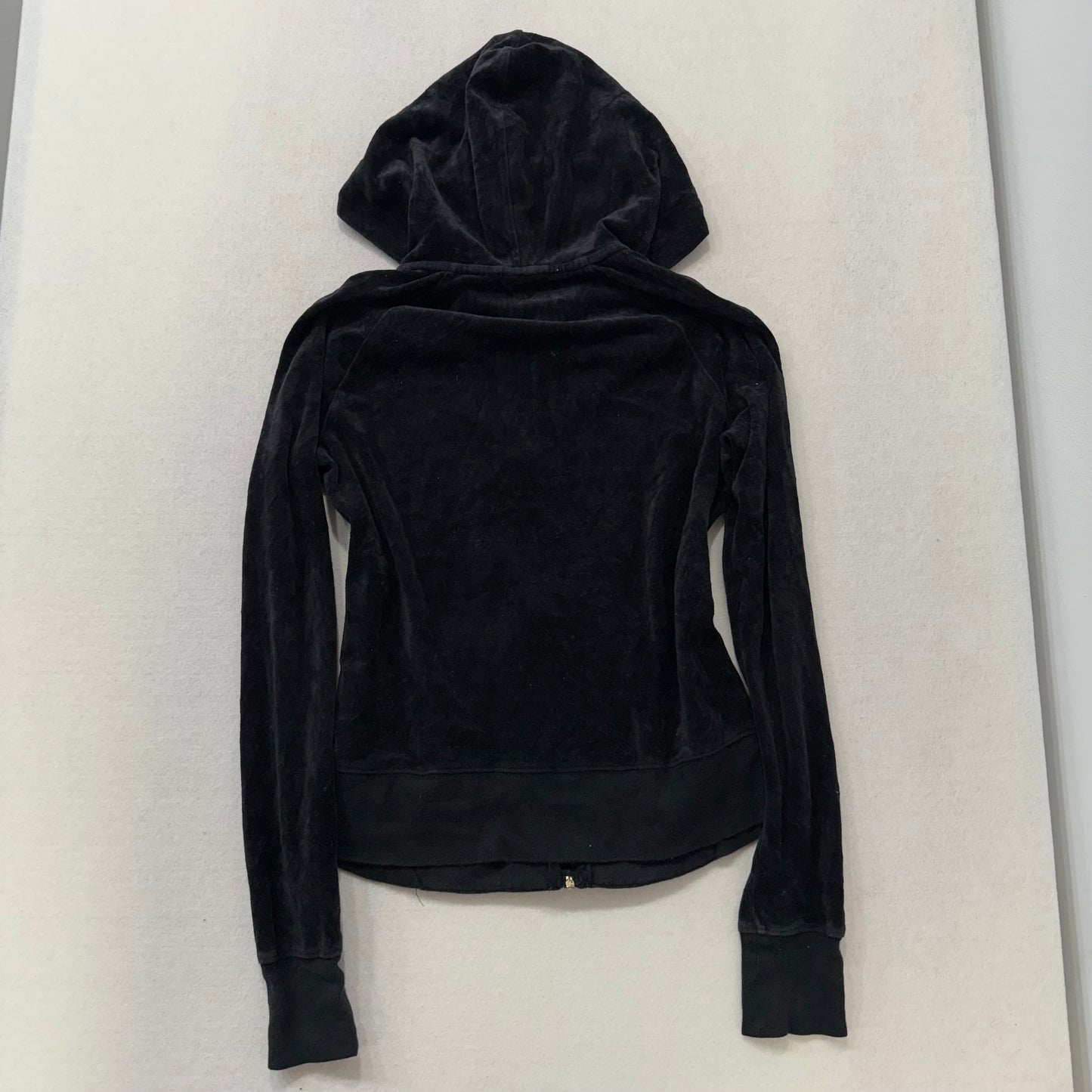 Bebe rhinestone black velour zip hoodie jacket size L