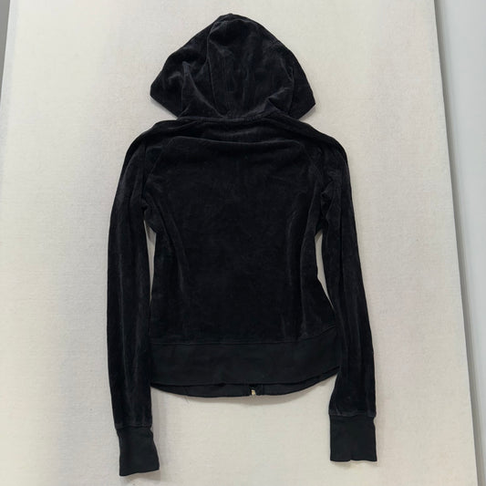 Bebe rhinestone black velour zip hoodie jacket size L