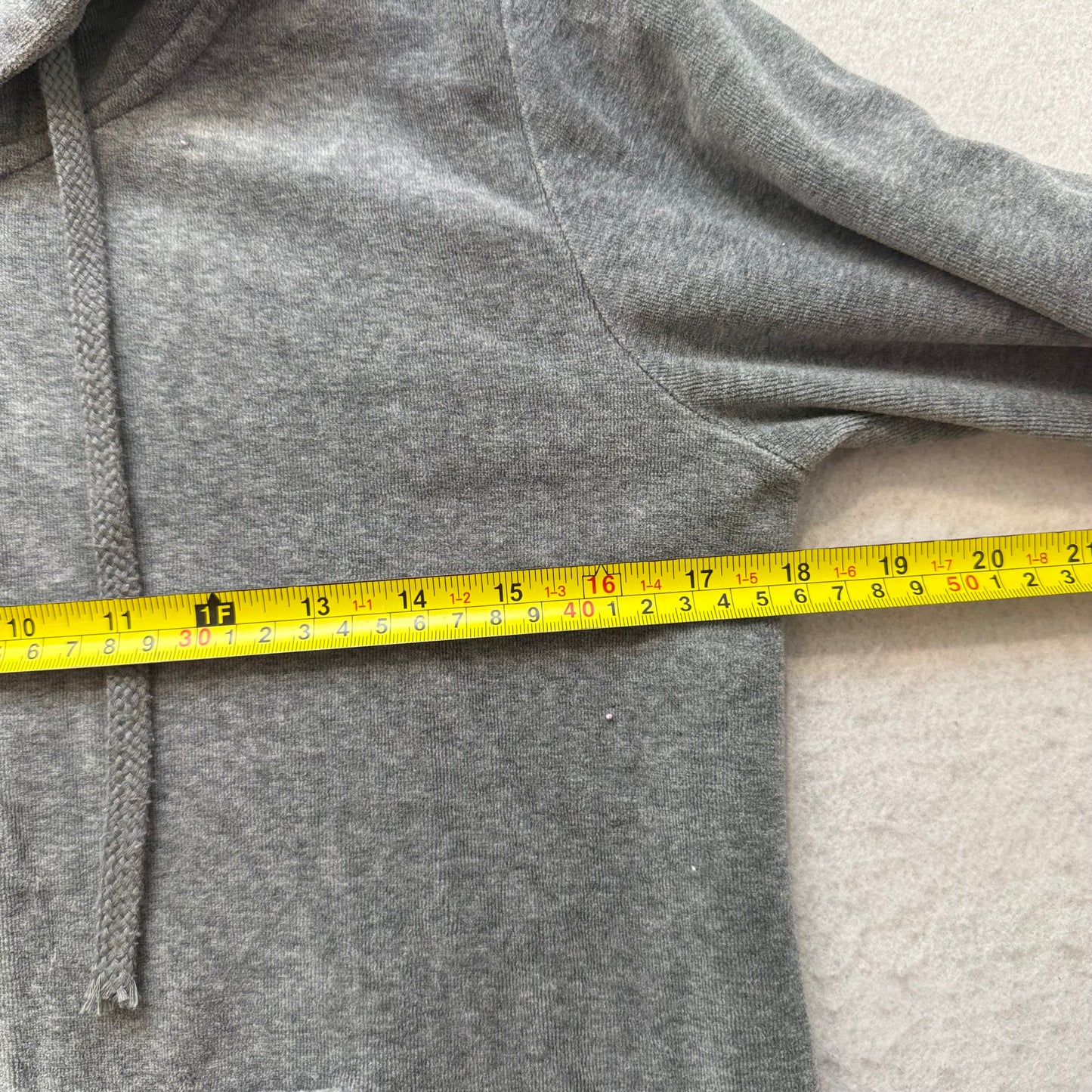 Juicy Couture Women's Grey Velour Zip-Up Hoodie Drawstring Pockets Y2K Size M
