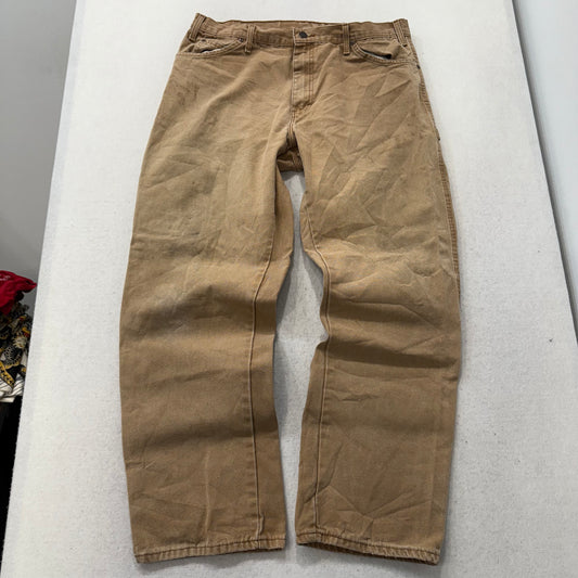 Dickies Men Tan Cotton Straight Leg Carpenter Pant Tool Pockets Workwear Size 36