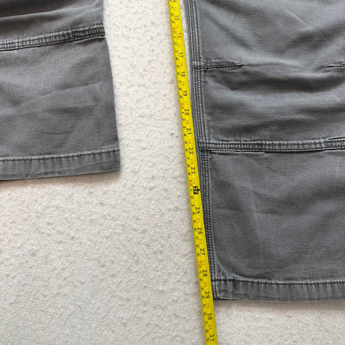 Carhartt Relaxed Fit Men's Gray Washed-Duck Double Knee Work Pants Size 38x30