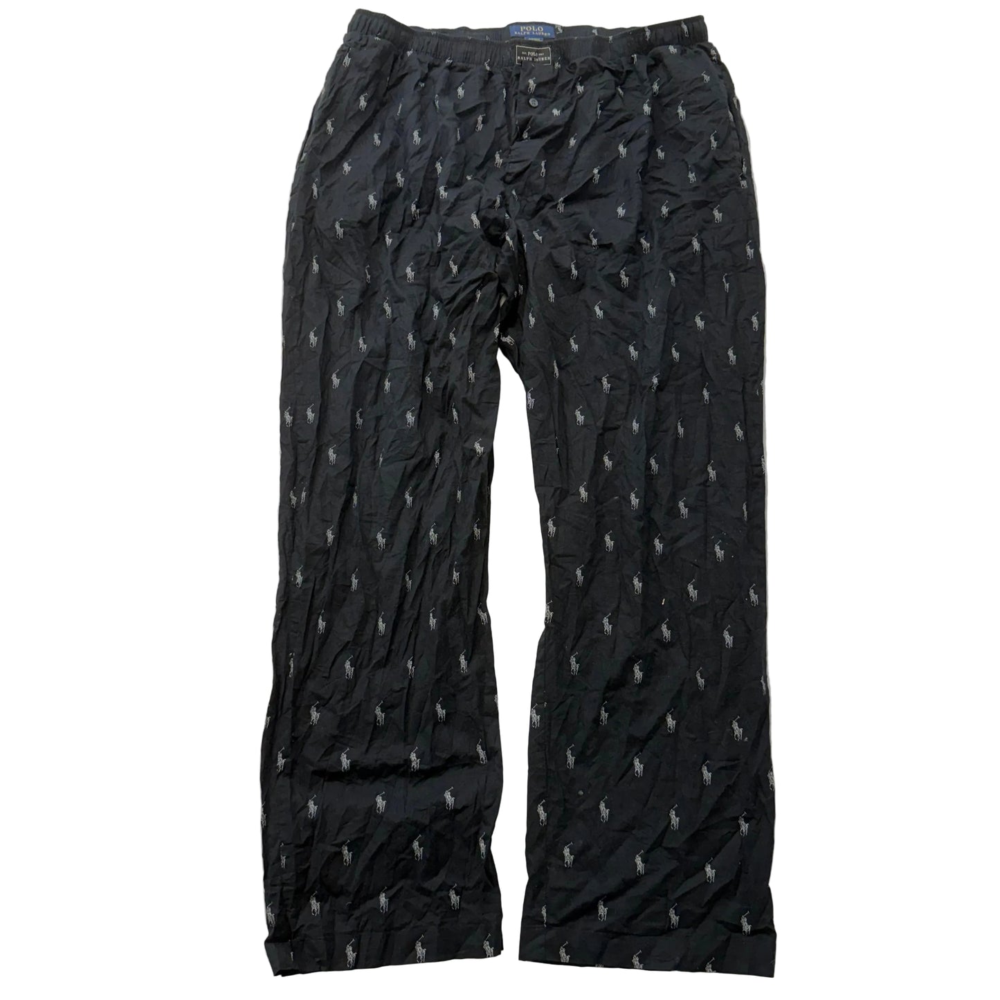Polo Ralph Lauren Men's Black White Allover Pony Pajama Pants Sleepwear Size XL