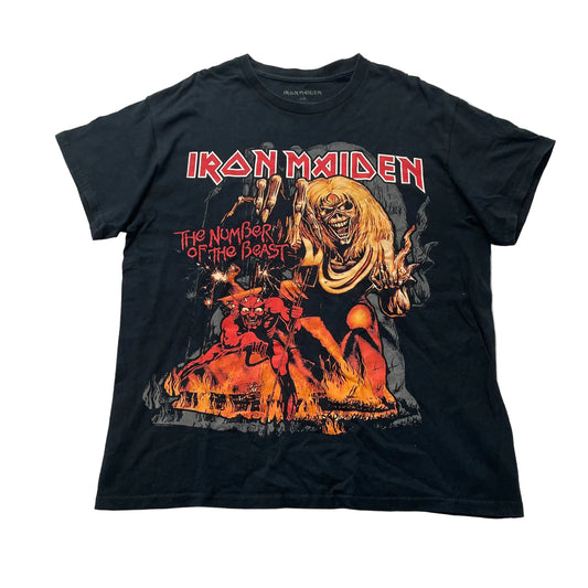 Iron Maiden The Number of the Beast Mens Black Cotton T-Shirt Graphic Y2K Size L