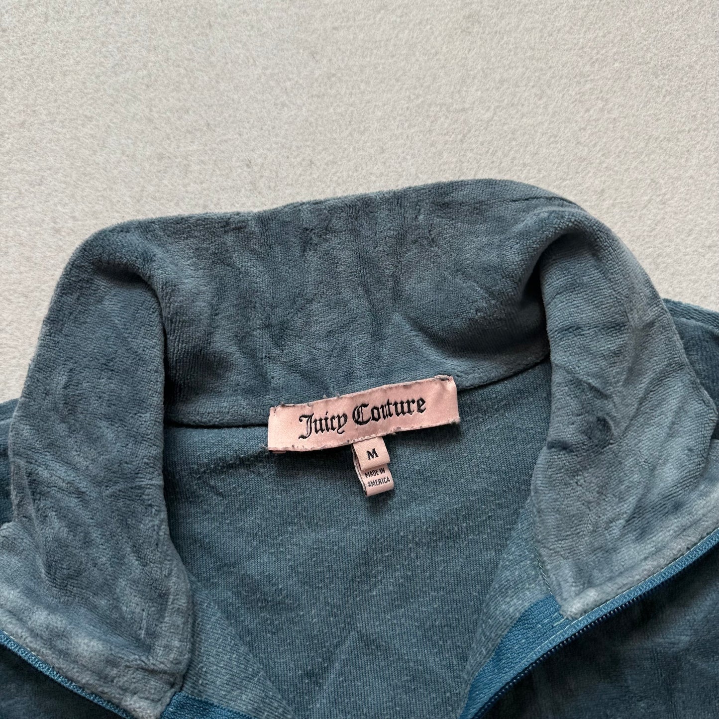 Juicy Couture Chandelier Women's Slate Blue Velour Zip-Up Track Jacket Size M