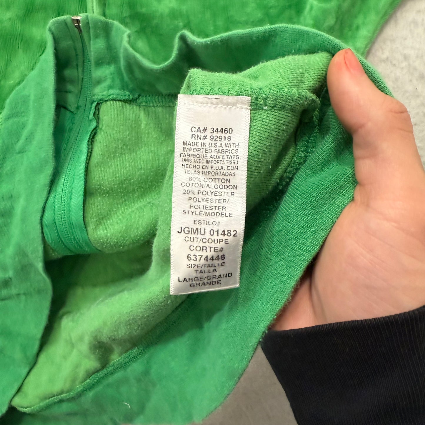 RARE Vintage Juicy Couture Scottie Dogs Womens Green Velour Zip-Up Hoodie Size L