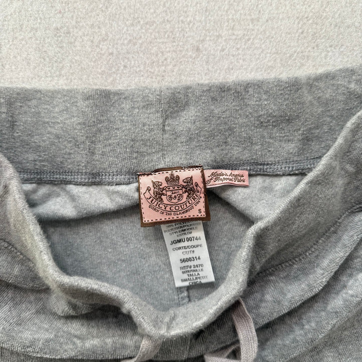 Vintage Juicy Couture Women's Heather Gray Velour Flare Track Pant Preppy Size S