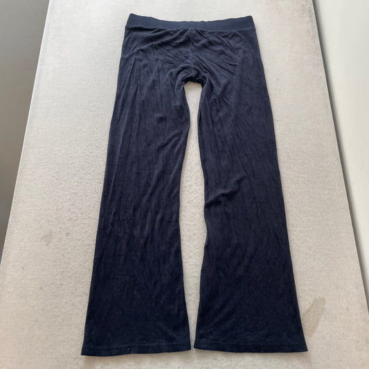 Juicy Couture Women's Navy Blue Terry Cloth Flared Track Pant Drawstring Size L