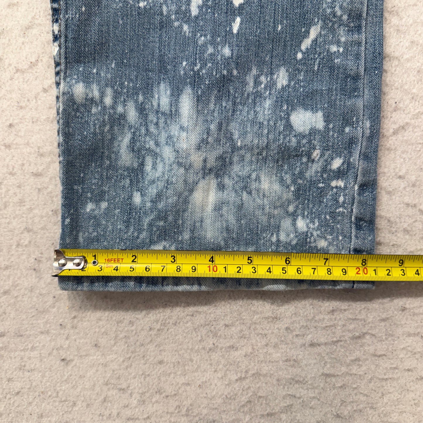 Carhartt Men's Blue Straight Denim Jeans Pockets Paint Splatter Workwear - 38x36
