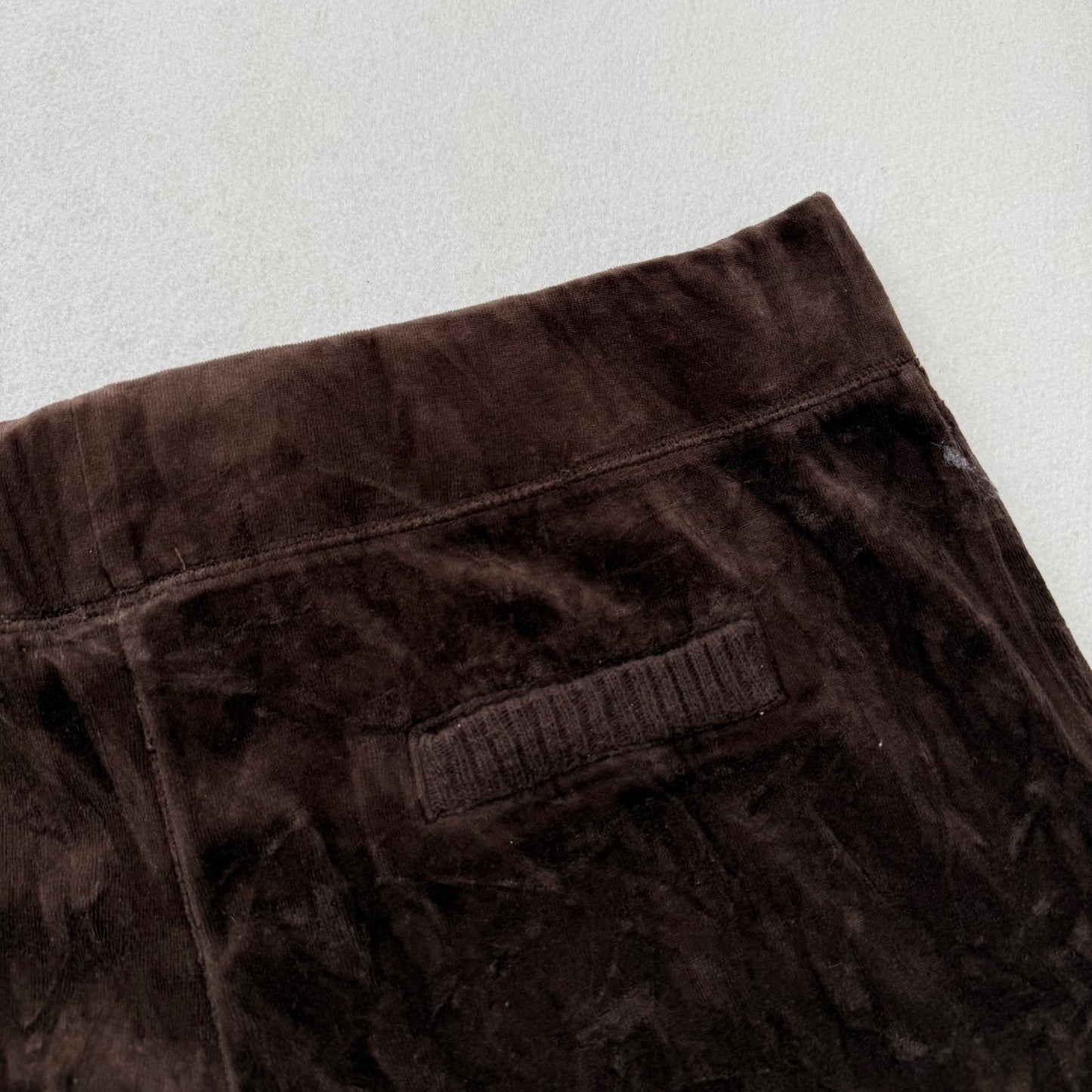 Juicy Couture Brown Velour Flare Track Pants Drawstring Classic Low Rise Size XL
