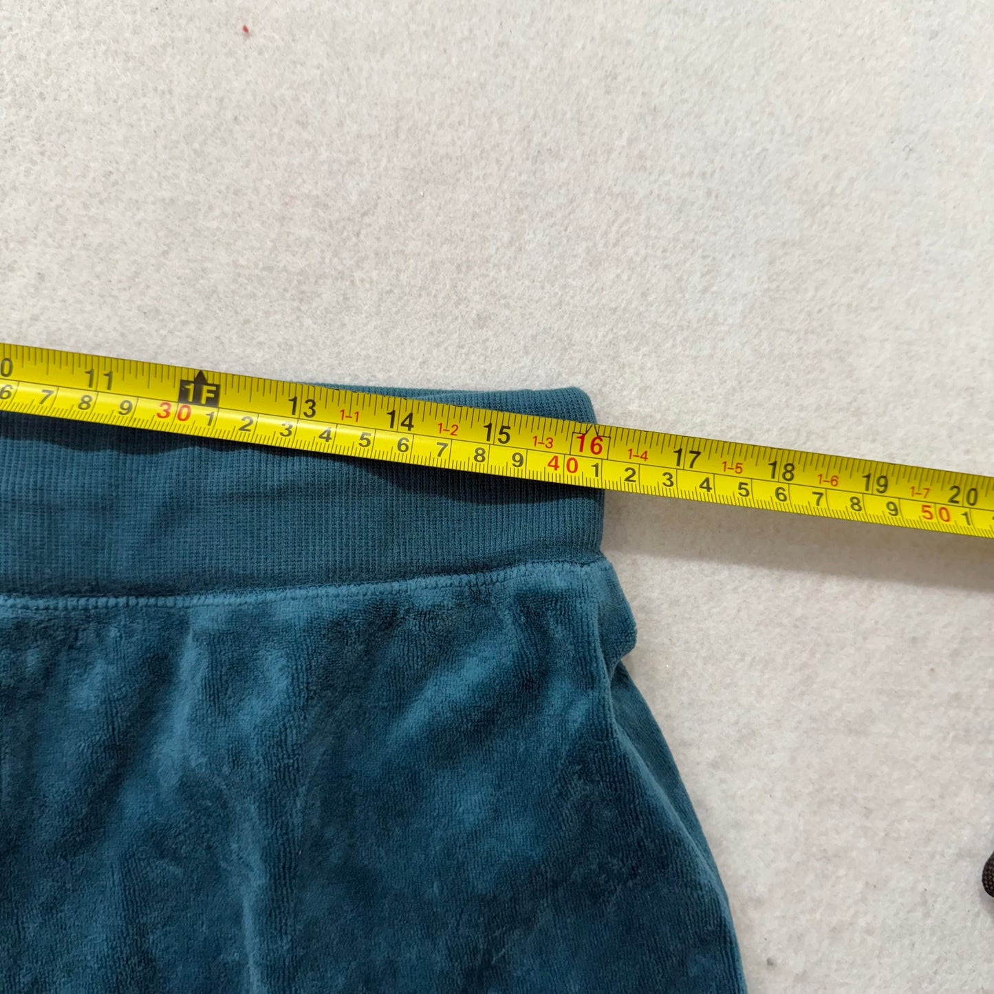 Juicy Couture Women's Teal Blue Velour Flared Track Pants Low Rise Size XL