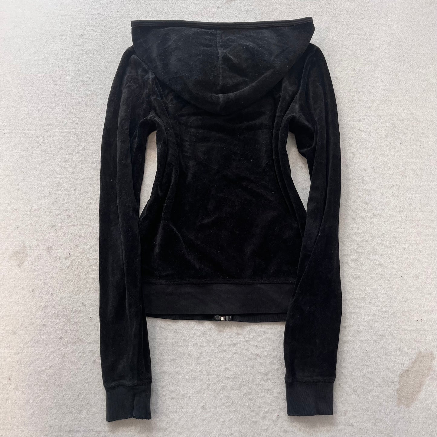 2003 Vintage Juicy Couture Women's Black Velour Zip-Up Hoodie Loungewear Size L