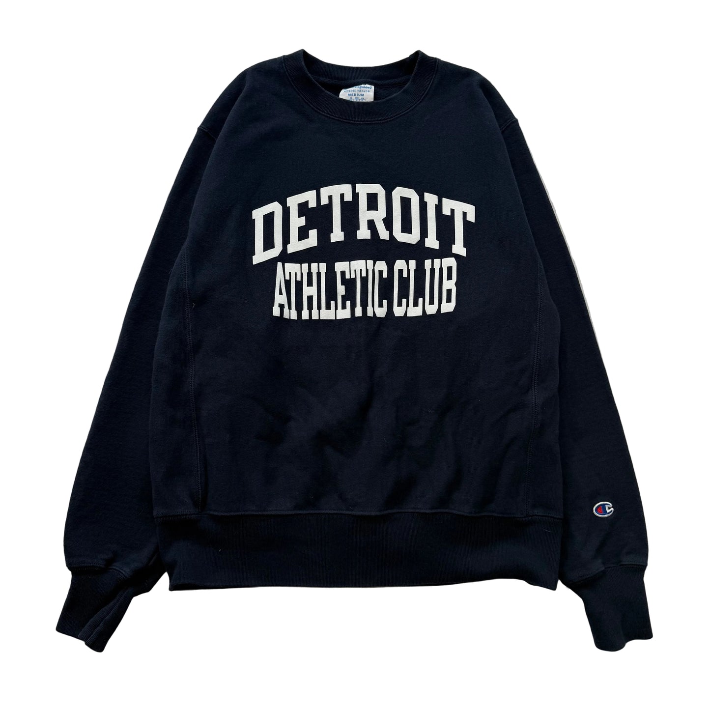 Champions Men's Navy Blue Cotton Boxy Fit Sweatshirt Crewneck Graphic Y2K Size M