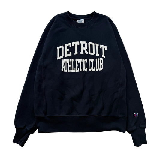 Champions Men's Navy Blue Cotton Boxy Fit Sweatshirt Crewneck Graphic Y2K Size M