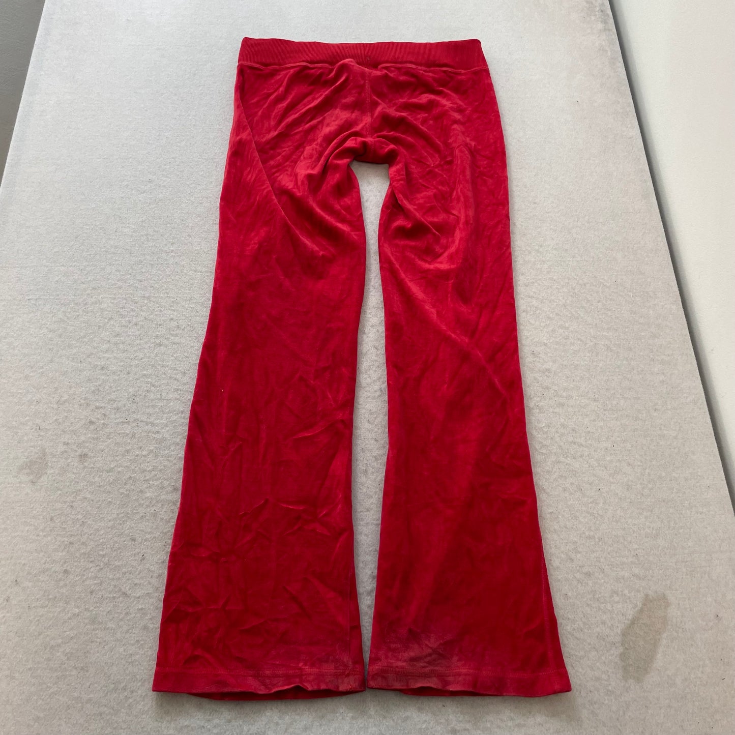 Juicy Couture Women's Red Velour Flared Track Pant Drawstring Loungewear Size M