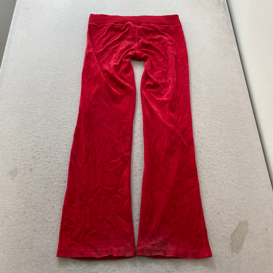 Juicy Couture Women's Red Velour Flared Track Pant Drawstring Loungewear Size M