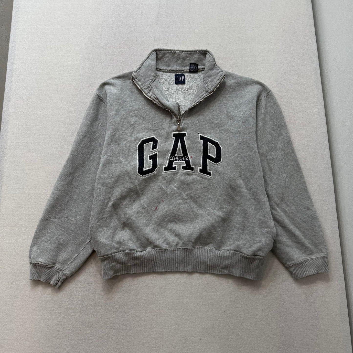 GAP gray cropped embroidered zip pullover size S
