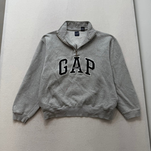 GAP gray cropped embroidered zip pullover size S