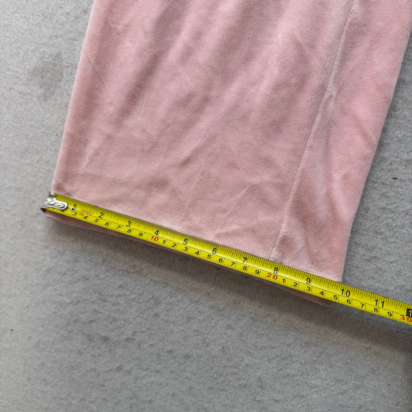 Juicy Couture Women's Pink Velour Flared Leg Track Pants Drawstring Logo Size M