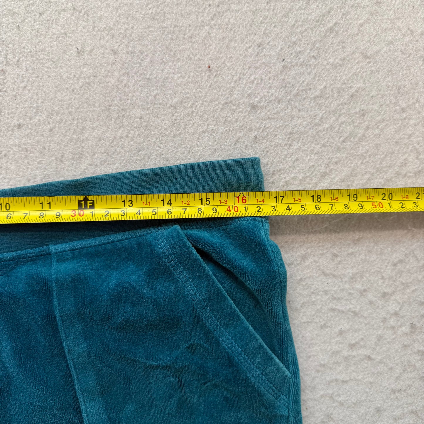 Vintage Juicy Couture Women's Dark Teal Velour Flared Track Pants Pockets Size L