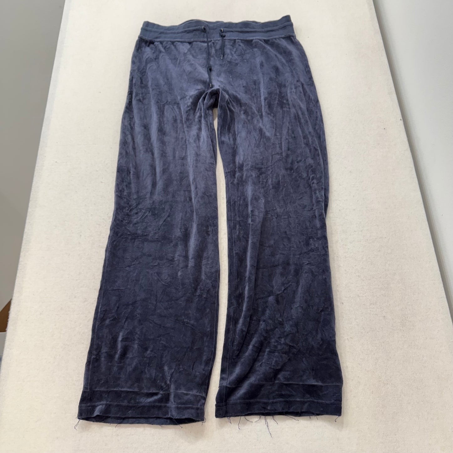 Juicy Couture Women's Navy Velour Flared Wide Leg Track Pant Loungewear Size XL