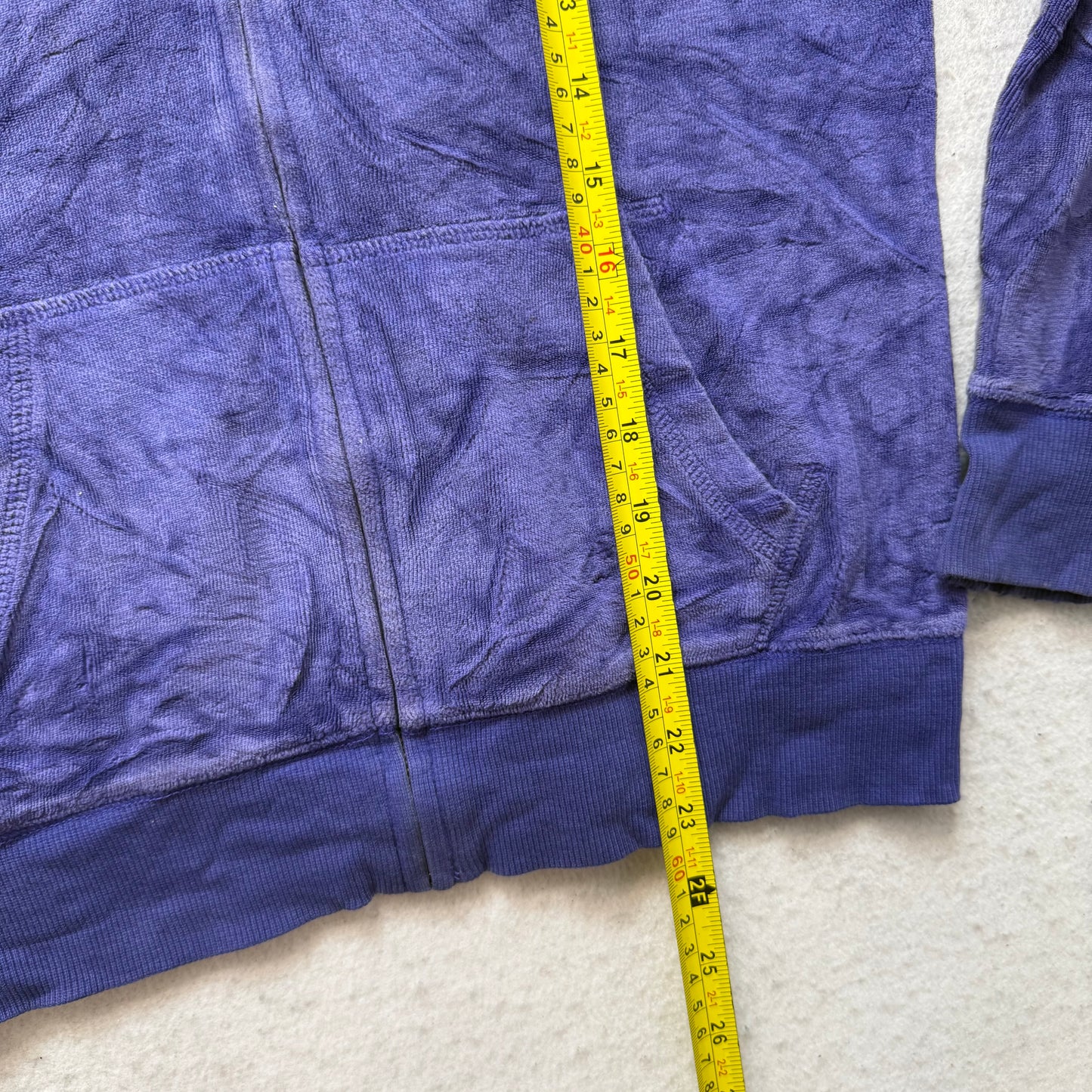 Victoria's Secret PINK Womens Deep Blue Velour Zip-Up Hoodie Graphic Logo Size S