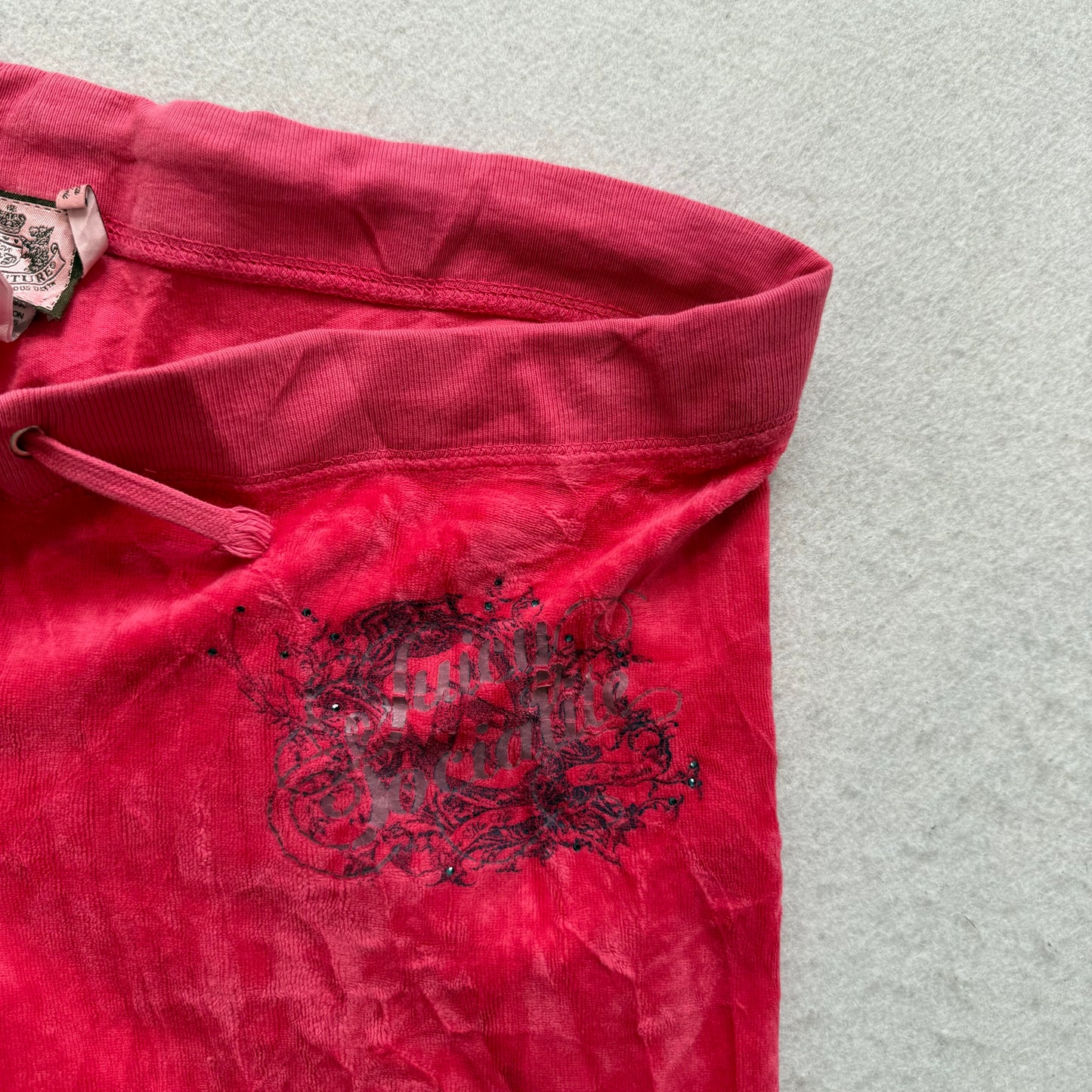 Vintage Juicy Couture Women's Red Velour Flared Track Pants Loungewear Size S