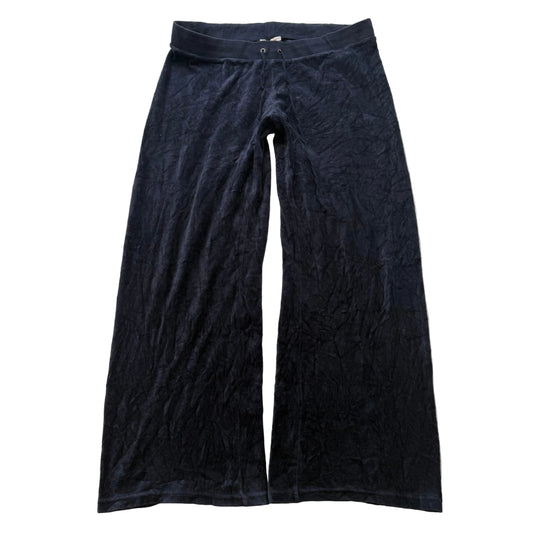 Juicy Couture Women's Navy Velour Wide Leg Track Pants Loungewear Casual Size XL