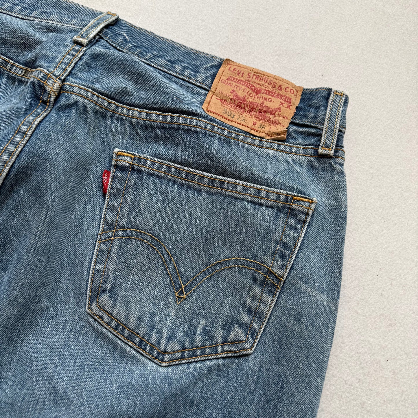 Levi's 501xx Mens Blue Cotton Denim Straight Jeans Button Fly Classic Size 38x36
