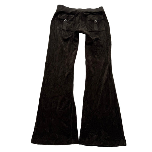 2003 Vintage Juicy Couture Women's Dark Espresso Velour Flared Track Pant Size P