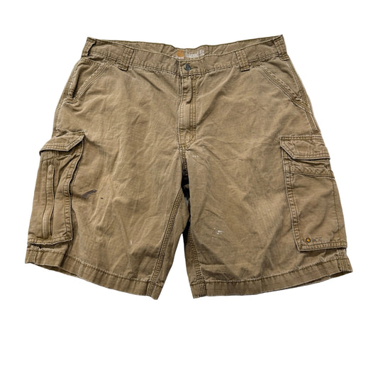 Carhartt Men's Khaki Canvas Cargo Shorts Relaxed Fit Pocket Classic Logo Size 40