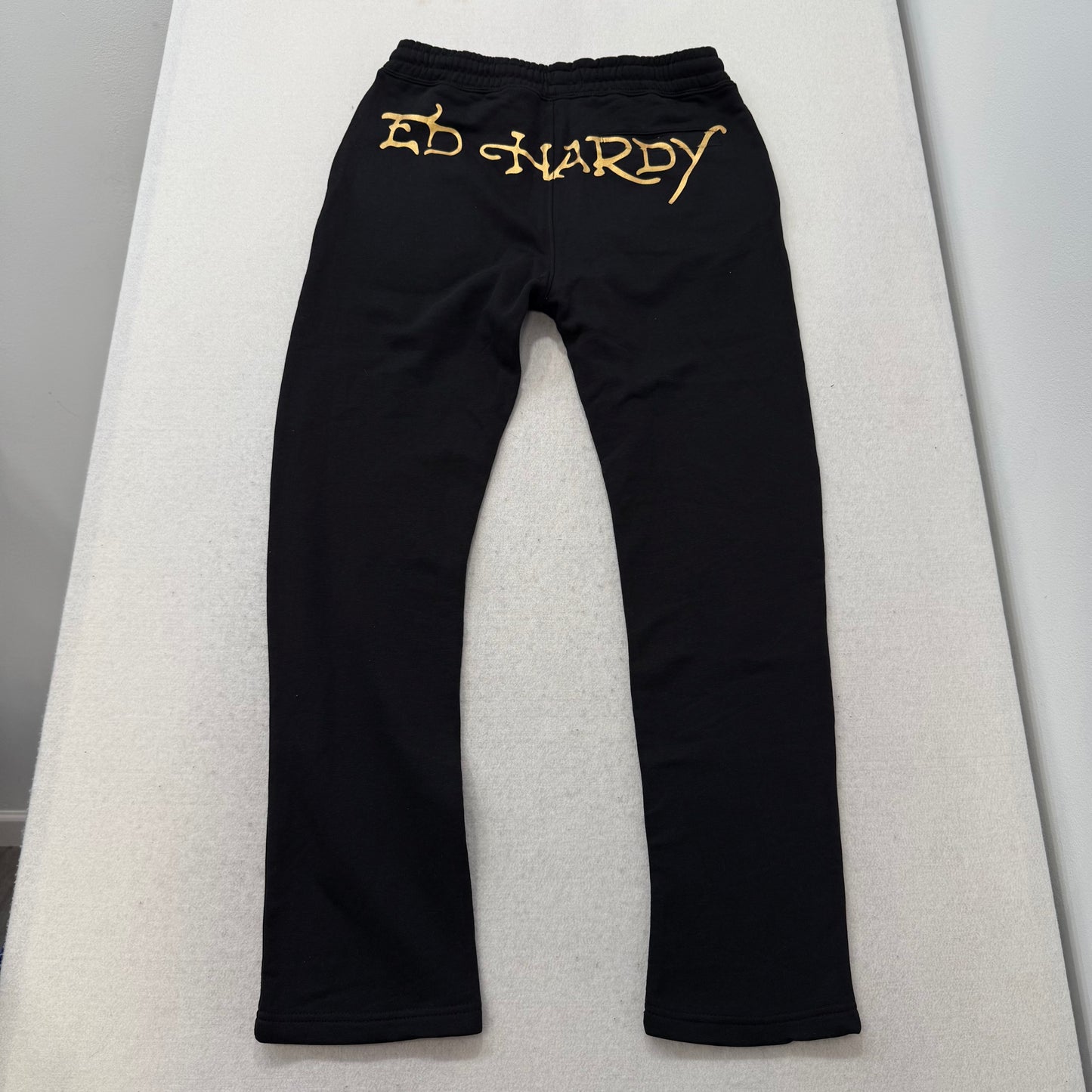 Ed Hardy Women's Black Cotton Blend Straight Leg Sweatpants Skull Graphic Size M