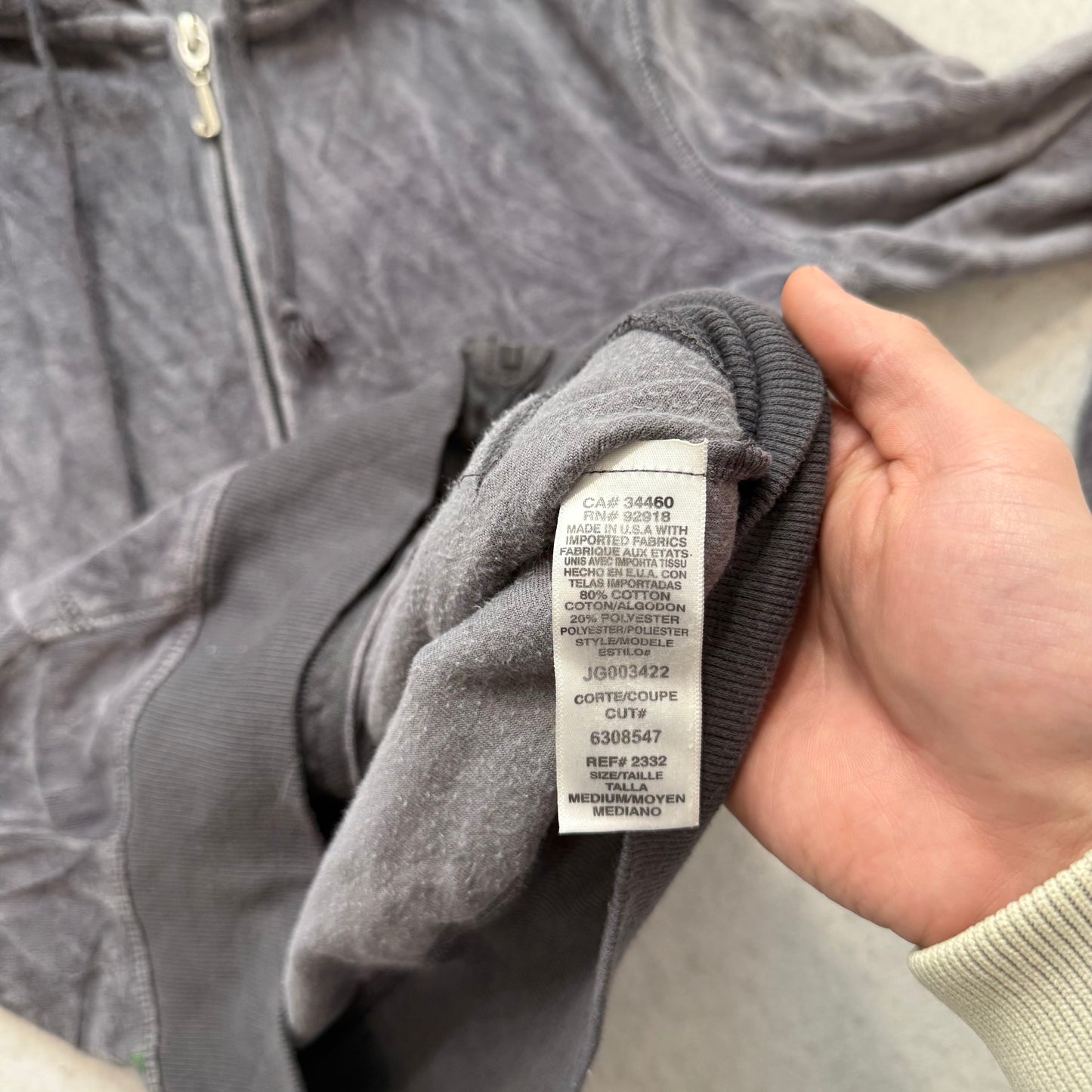 Juicy Couture Women's Gray Velour Full Zip Hoodie Loungewear Graphic Logo Size M