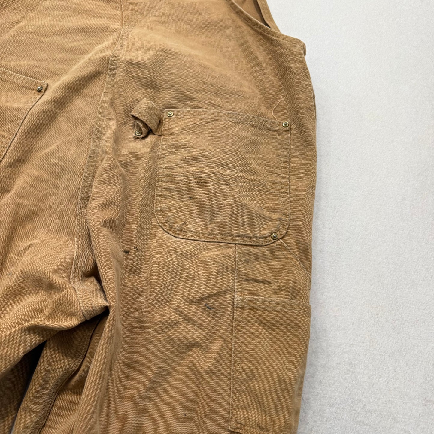 Carhartt Men's Duck Brown Cotton Relaxed Fit Bib Overalls Pockets Logo Size 40