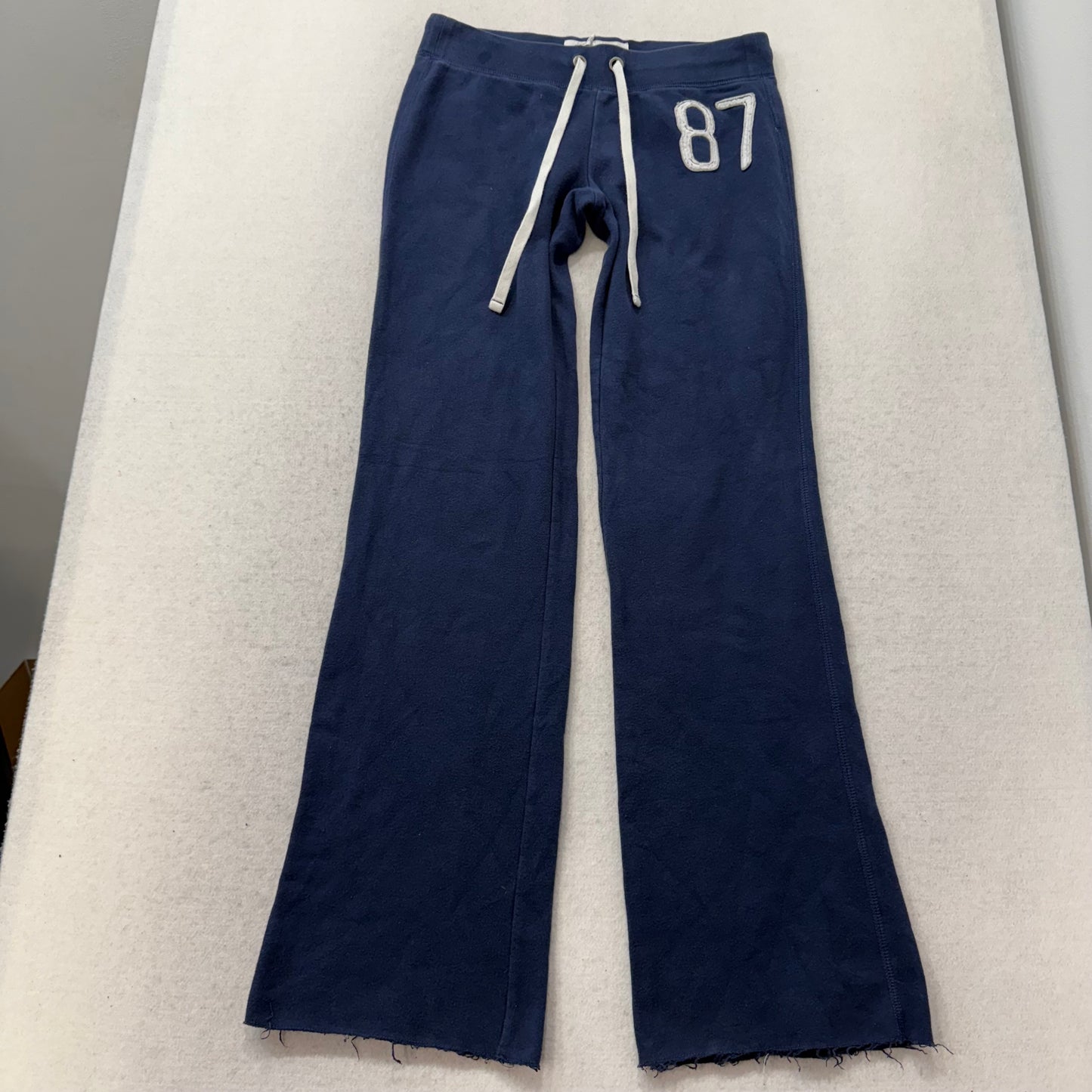 Aeropostale Womens Navy Blue Terrycloth Flared Track Pant Loungewear Logo Size S