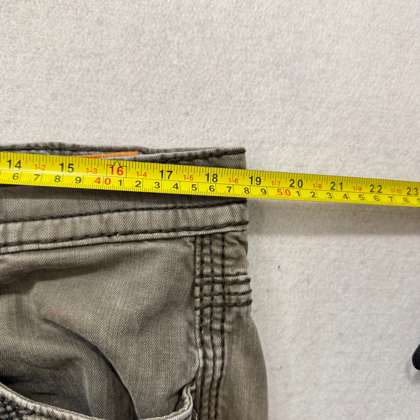 Rock Revival Men Taupe Denim Straight Jeans Inverted Fleur-de-Lis Pocket Size 36