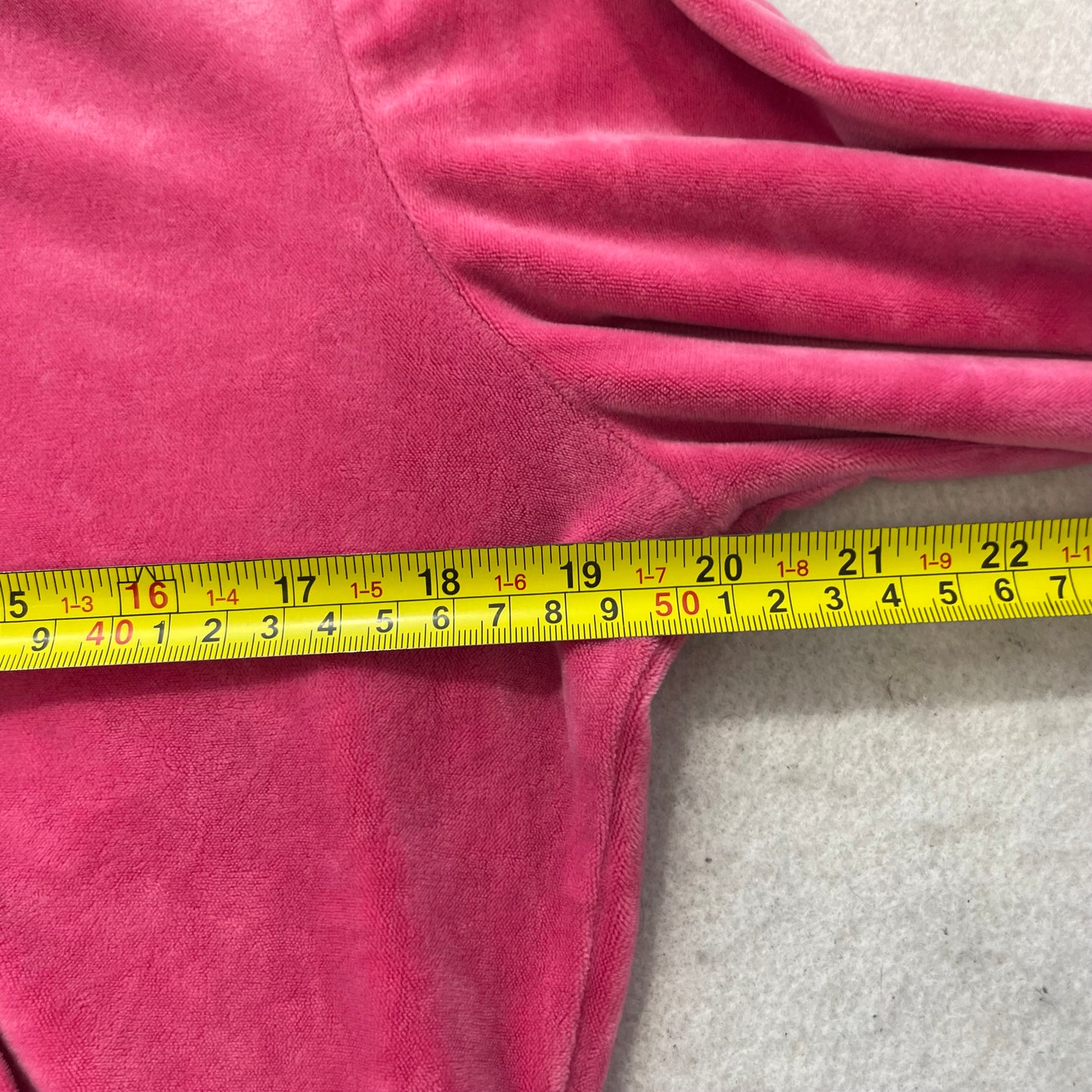 Juicy Couture Women's Pink Velour Full Zip Cropped Hoodie Rhinestone Logo Size L