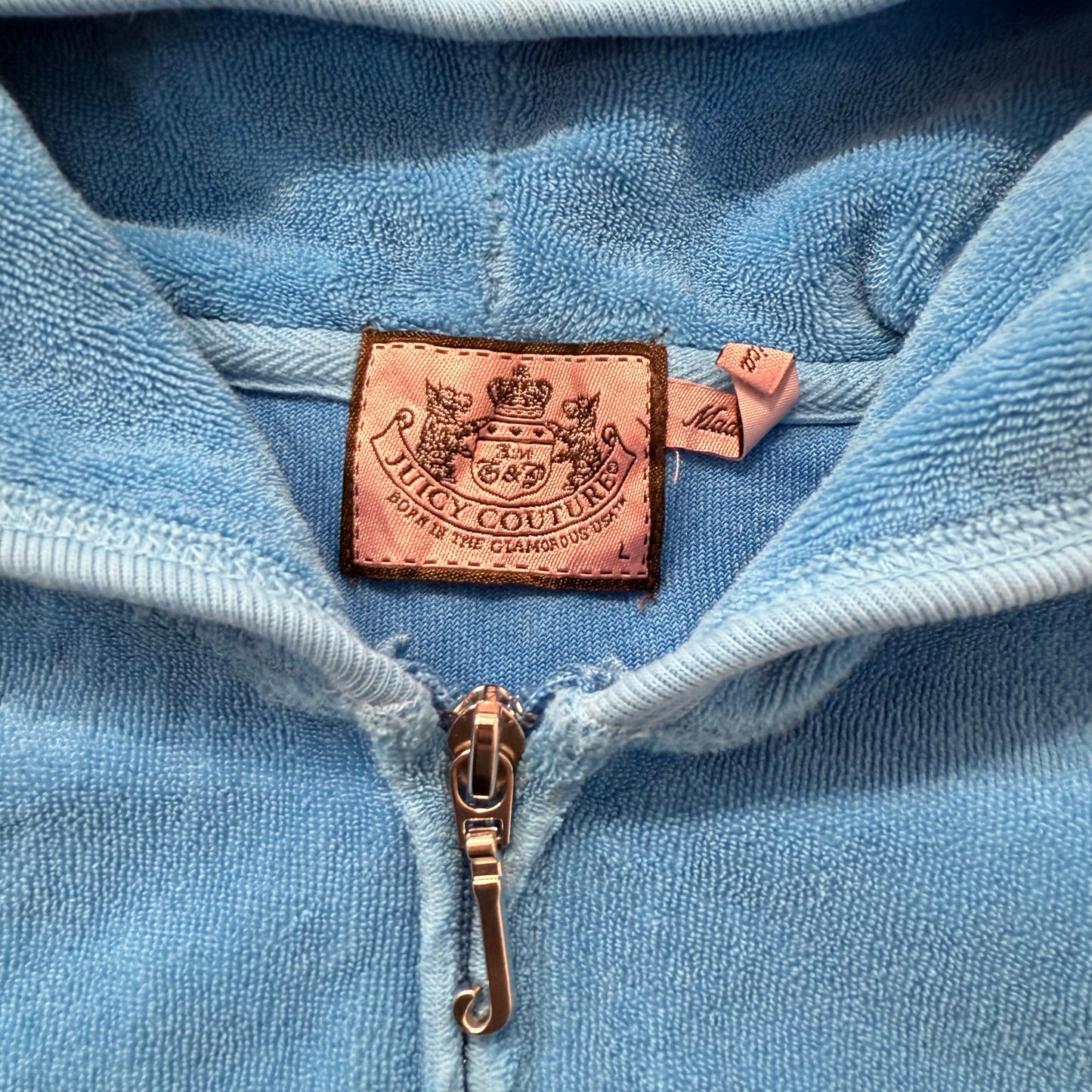 Vintage Juicy Couture royal blue terry cloth full zip hoodie size L