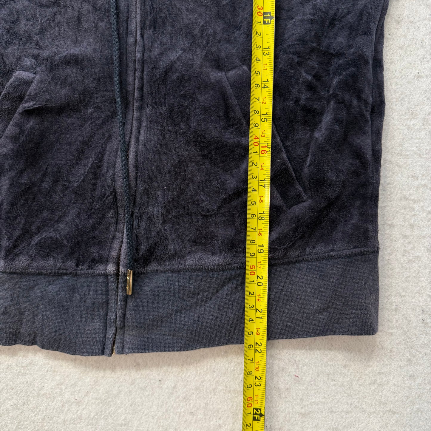 Juicy Couture Women's Navy Velour Hoodie & Drawstring Pant Tracksuit Set Size M