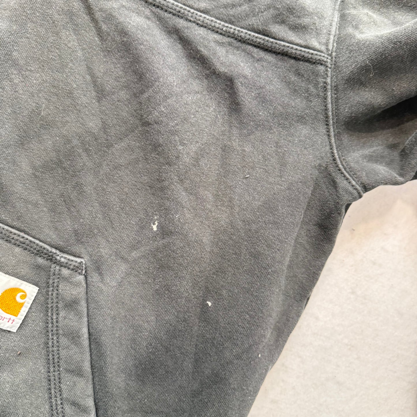 Carhartt Rain Defender Men's Gray Loose Fit Quarter Zip Hooded Sweatshirt Size L