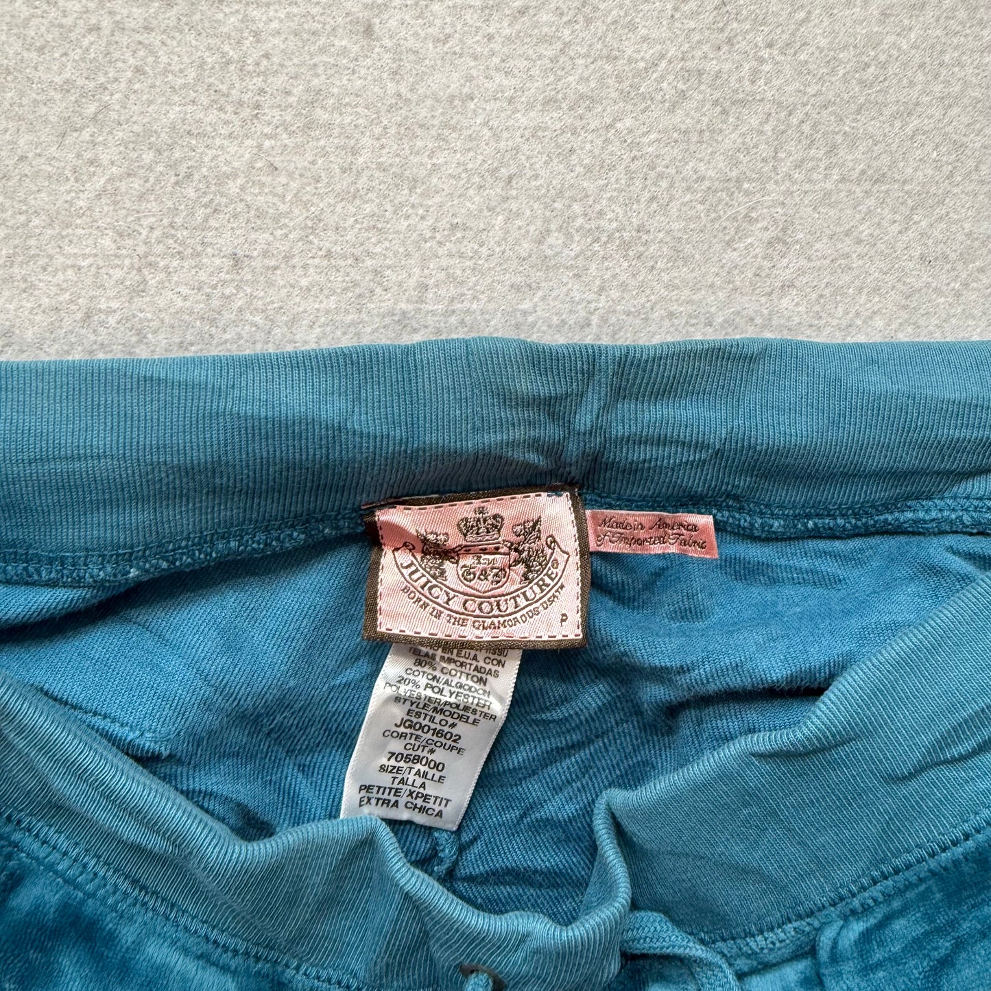 Juicy Couture Women Teal Velour Flare Track Pant Back Flap Pockets Casual Size P