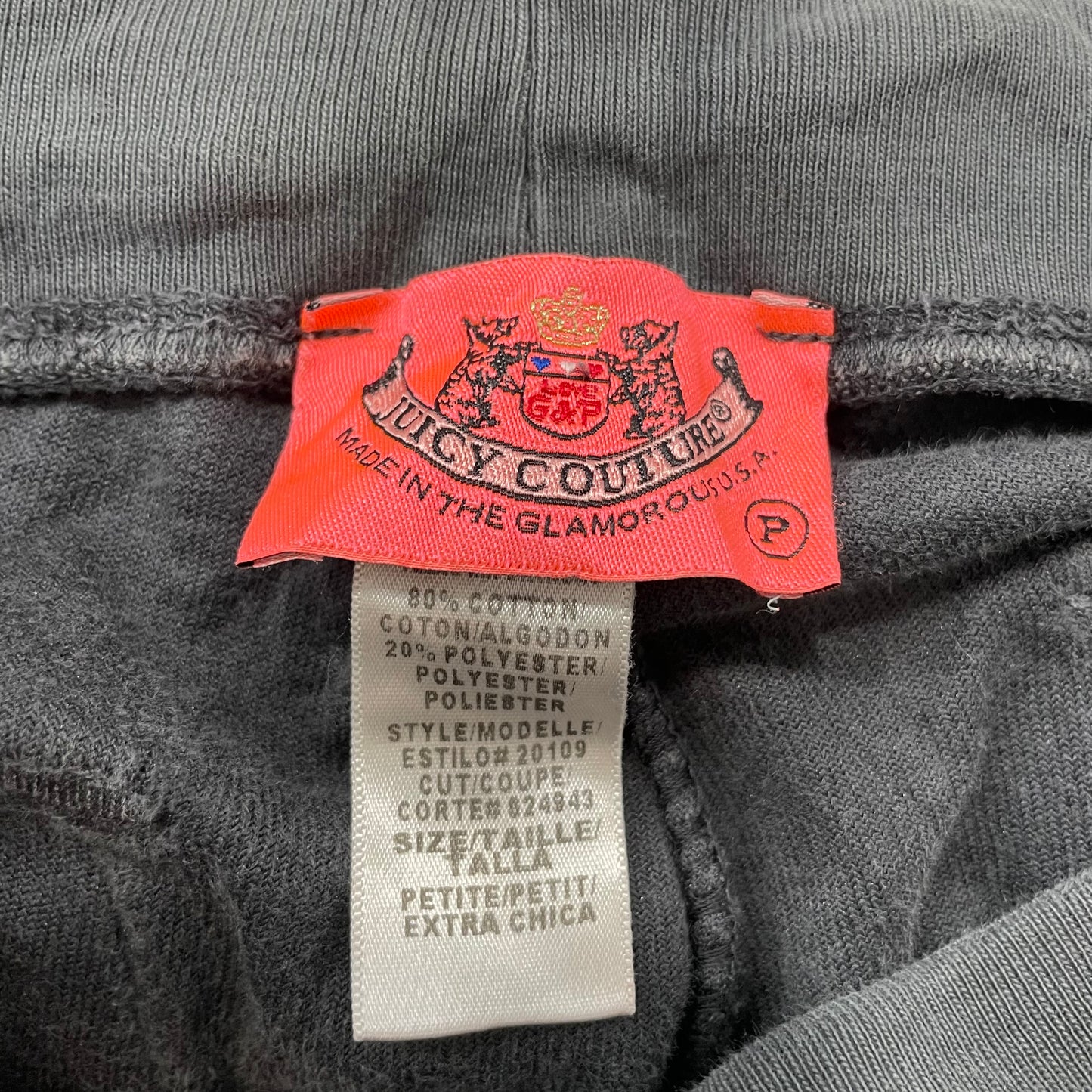 2003 Vintage Juicy Couture Women Charcoal Velour Flare Track Pant Pockets Size P