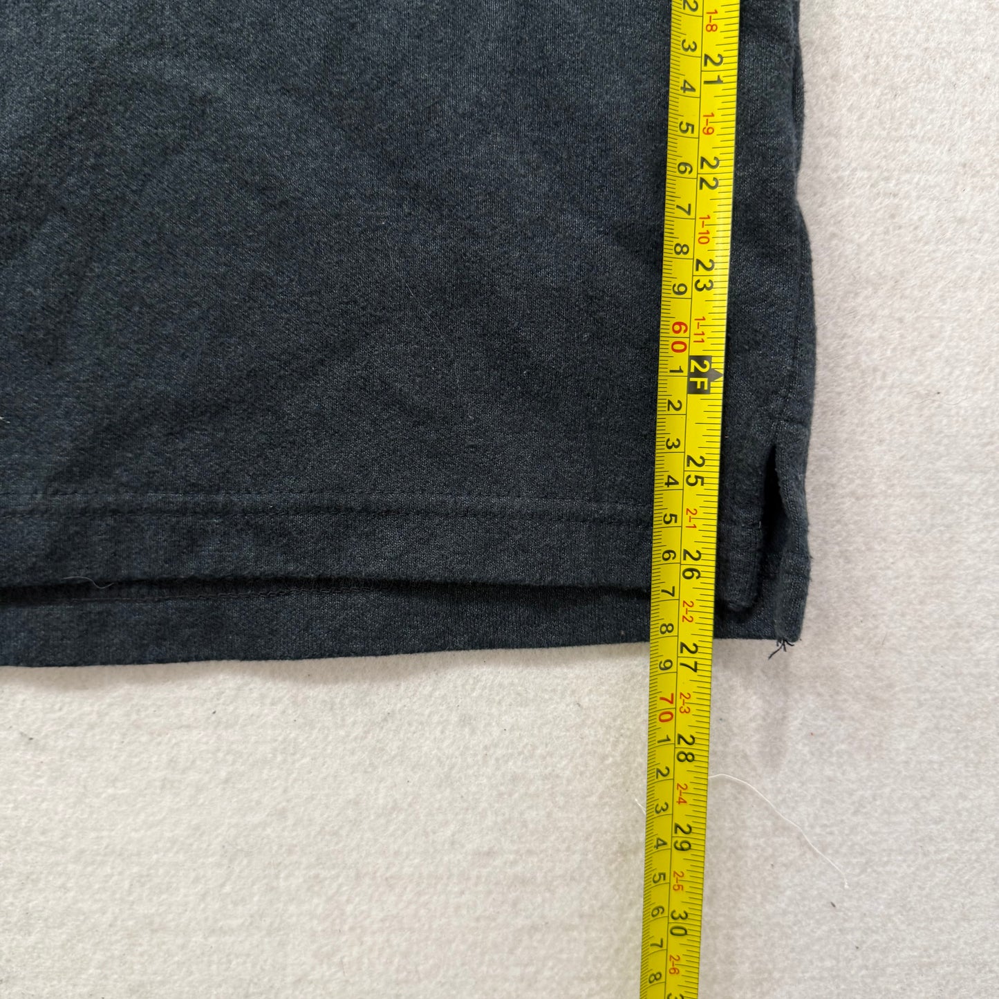 Van Heusen Gray Black Cotton Blend Polo Shirt Long Sleeves Ribbed Collar Size L