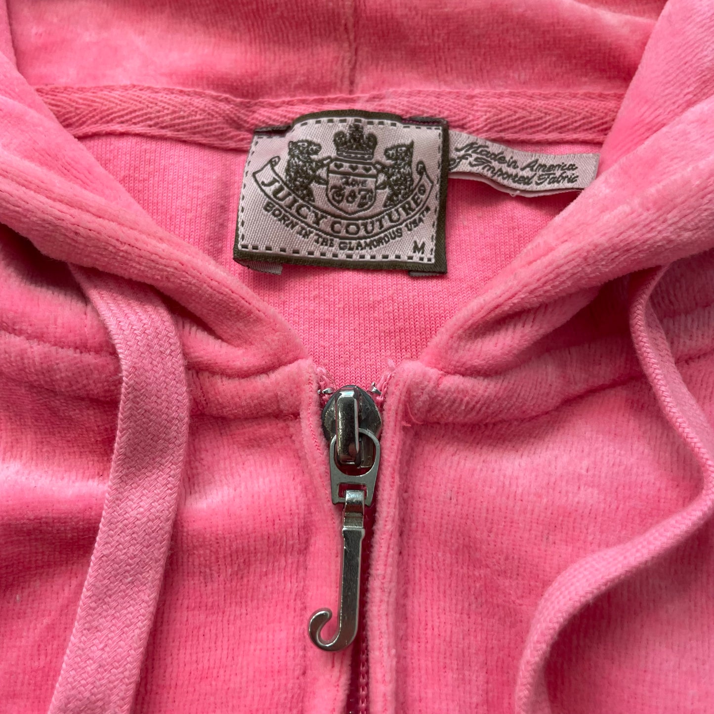 Juicy Couture Women's Pink Velour Full Zip Hoodie Long Sleeve Pockets Size M