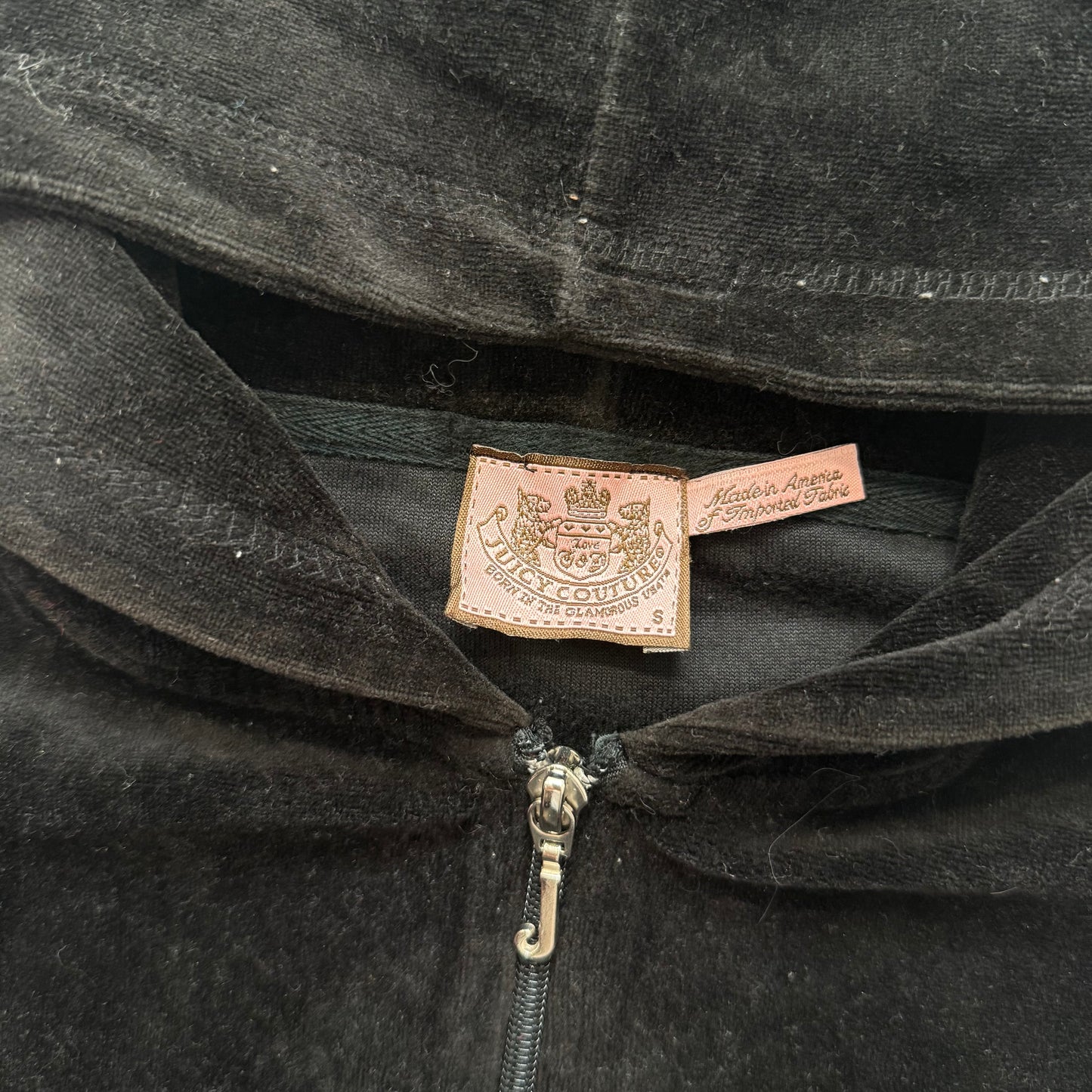 Vtg Juicy Couture Scottie Dogs Black Velour Tracksuit Set Hoodie & Pant Size S