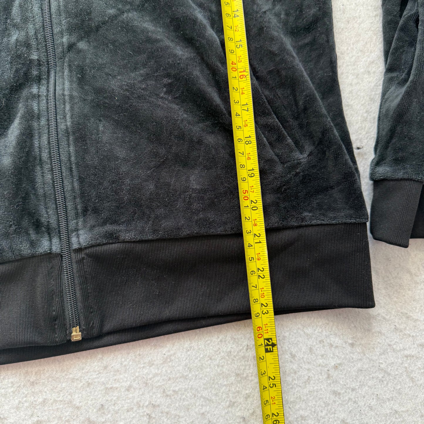 Juicy Couture Womens Black Velour Zip-Up Hoodie Sequin Graphic Crest Logo Size L