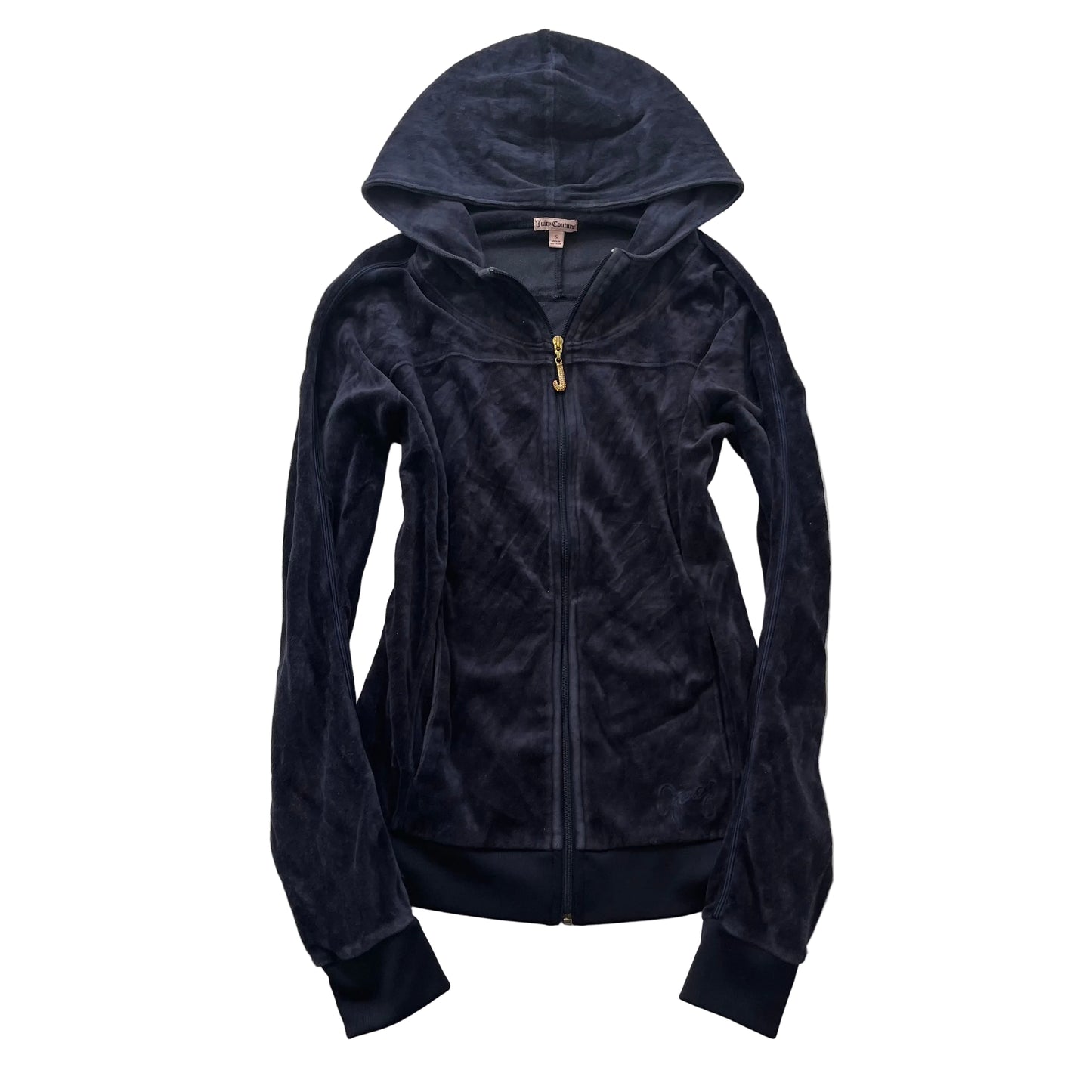 Juicy Couture Women's Charcoal Gray Velour Zip-Up Hoodie Loungewear Pockets - S