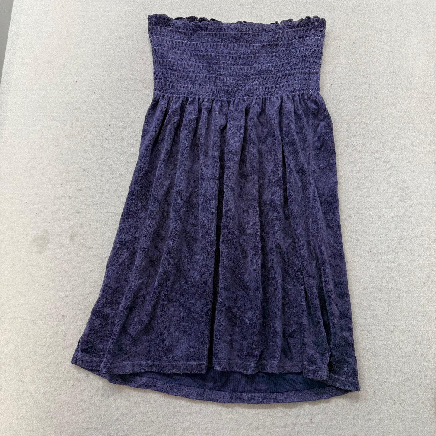 Juicy Couture Women's Navy Blue Terry Cloth Smocked Tube Dress Strapless Size M
